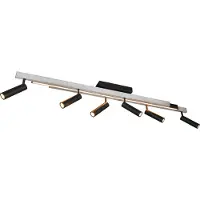 TRIO Zeno LED-spot, 6 spots, børstet aluminium/svart, metall