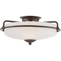 QUOIZEL Taklampe Griffin F, bronse/opalglas, Ø 42 cm
