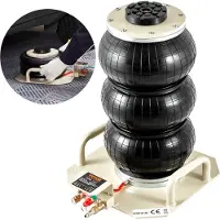 OEM luftjekk, 3 tonn/6600 lbs trippelsekk luftjekk, kollisjonsputejekk løfter opptil 450 mm, 3-5S hurtigløftende pneumatisk jekk, med sidehåndtak for biler, garasjer, reparasjon (hvit)