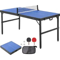 Vevor Bordtennisbord, Mellomstort Bordtennisspill, Innendørs MDF Bordtennisbord, Sammenleggbart Bærbart Komplett Bordtennisbordsett med Nett, 2 Padler, 3 Baller, Bæreveske, Håndtak (Ingen Montering Kr