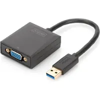 Digitus USB 3.0 to VGA Adapter - Ekstern videoadapter - USB 3.0 - VGA - svart