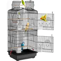 Vevor 41-tommers åpen topp stor papegøyefuglbur, hengende fuglebur for parakitter, finker, kanarifugler, turtelduer, nymfeparakitter, undulater, små kvakerparakitter, reisefuglbur med huske og abbor