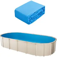 Vevor oval bassengforing, 22 x 12,3 fot, svømmebassengforing, standard mål, slitesterk vinylbassengforing, overlappende stil, erstatning for bassengforing for 52 tommer vegghøyde over bakken svømmebas