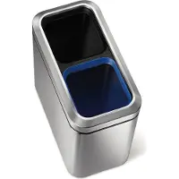 Simplehuman avfallsbøtte for kildesortering - smal - 20 L (10 + 10 L) - børstet rustfritt stål
