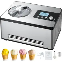 Vevor 1,9 l automatisk iskremmaskin elektrisk yoghurt gelato-maskin sølvfarget
