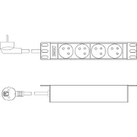 Digitus - Strømfordelerenhet (kan monteres i rack) - AC 230 V - 4000 watt - inngang: power CEE 7/7 - utgangskontakter: 4 (CEE 7/5) - 1U - 10 - 2 m kabel - Frankrike
