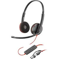 HP Poly Blackwire 3210 - Blackwire 3200 Series - hodesett - on-ear - kablet - USB-C - svart - Certified for Skype for Business, Cisco Jabber Certif...