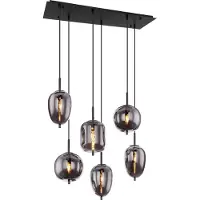 Globo Hengelampe Blacky, svart/røykgrå, lengde 80 cm, 6 lyskilder.