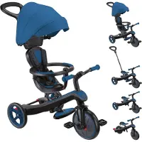 Globber Explorer Trike 4in1, Gutt/Jente, Front trekk, Rett opp, Barn, Solide hjul, Blå