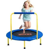 Vevor 91,4 cm trampoline for barn, 91,4 cm trampoliner innendørs/utendørs trampoline for småbarn, sammenleggbar mini-babytrampolin med skumhåndtak, rekreasjonstrampolin bursdagsgave til barn fra 3 år