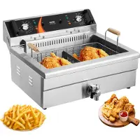 Vevor kommersiell frityrkoker, 3000W elektrisk kalkunfrityrkoker med kurv, stor kapasitet 30,6Qt / 29L benkeplate enkel oljefrityrkoker, rustfritt stål, temperaturkontroll, for kjøkkenrestaurantbruk,