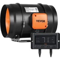Vevor Inline-kanalvifte, 203,2 mm 506,2 CFM med temperatur- og fuktighetskontroller, stillegående EC-motorventilasjonsavtrekksvifte for kjøleforsterker, dyrketelt, hydroponikk