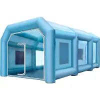 Vevor oppblåsbart telt 26x13x10Ft oppblåsbart sprøytekabinett Tilpasset telt oppblåsbart malerbokstelt Billakkeringskabin Giant Workstation 210D Oxford-stoff med 2 blåsere
