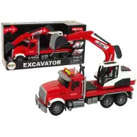 Leantoys lastebil med gravemaskin, vinsj, lyd og lys