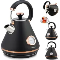 Berdsen elektrisk vannkoker med termometer 1,7 l BD-701 - svart