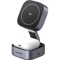 UGREEN 2-i-1 Magsafe til Qi2 Trådløs lader til Telefon/Hodetelefoner m/USB-C-port, svart