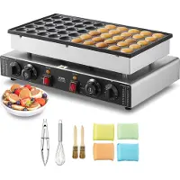 Vevor Mini pannekakebaker, 50 stk. Dorayaki-bakemaskin med 43 mm diameter, 1700 W kommersiell elektrisk poffertjesgrill, non-stick rustfritt stål, dobbel temperatur- og tidskontroll, for hjemmekjøkken