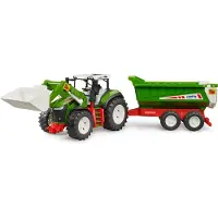 BRUDER Roadmax tractor with frontloader and tipping trailer toy