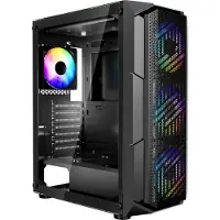Vevor PC-spillkabinett, mid-tower, datakabinett med herdet glasspanel med høy luftstrøm, støvfilter, 4 x 120 mm ARGB-vifter, enkel kabelhåndtering, for GPU opptil 320 mm lengde, for ATX / M-ATX / ITX
