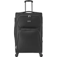 Vevor Myk utvidbar bagasje med spinnerhjul, 24 tommer / 71 cm myk rutete stor bagasje, lett rutete koffert med utvidbar glidelåslomme og TSA-lås, svart