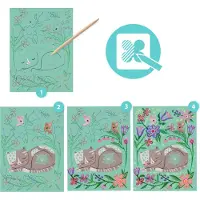 Djeco Skrapekort - 4 stk. - Encounters - - OneSize - Malebok