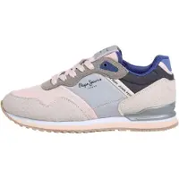 Pepe Jeans for girl. PGS400007 London Bet grey trainers (38), Leather, Flat, Laces, Casual, children's fashion