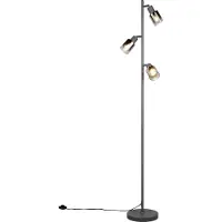 Reality Gulvlampe Cadiz, svart/antrasitt, 3 lyskilder, høyde 154 cm