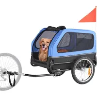 Vevor Sykkelvogn til hund, Støtter opptil 40 kg, Sykkelstativ for små og store hunder, Enkel sammenleggbar ramme med hurtigkoblingshjul, Universal sykkelkobling, Refleks, Flagg, Innvendig bånd