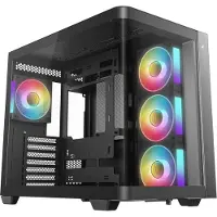 DeepCool CG530U 4F - Mid tower - ATX - sidepanel med vindu (herdet glass) - ingen strømforsyning (ATX / PS/2) - svart - USB/lyd