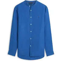 Tommy Hilfiger for man. MW0MW39271 Slim fit linen shirt in blue linen (M), Casual, Party, Classic, Long sleeve