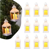 Vevor 12 stk. dekorative stearinlyslykter, LED elektriske flammeløse stearinlys, plast LED-holder med glass, vegghengte innendørs verandalykter for bryllupsbordfest gårdshus innendørs dekor, hvit