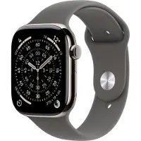 Apple Watch Series 11 GPS + Cellular 42mm Natural Titanium Case with Stone Grey Sport Band - S/M