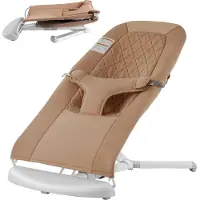 Vevor Baby Bouncer, Sammenleggbart Bouncer-sete for babyer 0-9 måneder, Nyfødt Bouncer-stol med 2 tilbakelente vinkler og 3-punktssele, Bærbar Baby Rocker med Bæreveske for Innendørs Utendørs, Kamel