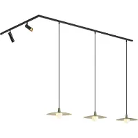QAZQA Moderne skinnesystem svart med 2 spotter og 3 pendellamper grønn 1-fase - Slimline Uzzy Panzi