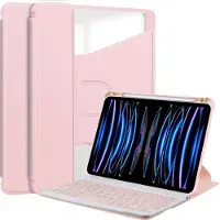 INF 360 Roterende Stativ Bluetooth-Tastaturveske Kompatibel med iPad 11 (A16) 2025 / iPad 10. generasjon 10.9'' 2022 - Rosa
