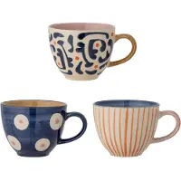 Bloomingville Eviaya krus 290 ml steintøy, blå, 3-pk
