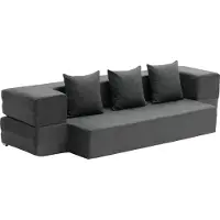 Vevor sammenleggbar sovesofa, 3-i-1 sammenleggbar sofa med 3 puter og vaskbart trekk, 25D høy tetthets minneskum, sovesofa med konverterbar lenestol, futonsofa for stue, soverom, mørkegrå (twin)