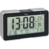 TFA-Dostmann TFA - Alarmklokke - rektangulær - elektronisk - skrivebord - svart, sølv