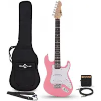 Gear4Music 3/4 LA Elektrisk Gitar Rosa Mini Gitarforsterkerpakke