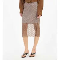 ROTATE for woman. 1156352751 Scallop Sequin Midi Skirt brown (36), Casual, Grey, Recycled Polister