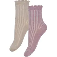 Minymo Sokker - 2-pack - Dusky Orchid m. Glitter - - 31/34 - Sokker