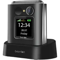 Beafon Fold10 LTE - 4G, Silver Line, flip mobiltelefon med store knapper, svart-sølv