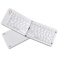 Mtp Products B023 68-tasters magnetisk sammenleggbart trådløst tastatur med telefonstativ - QWERTY - hvitt