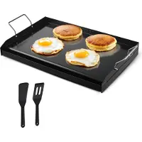 Vevor karbonstålsteke, 24x16 tommers universal flat topp rektangulær plate, gassgrillsteke for BBQ grill, teppanyaki, bærbart familiekokekar med håndtak, for camping, tailgating-fest