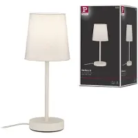 Paulmann bordlampe Stellan II, kremfarget, høyde 40 cm, tekstil
