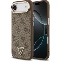 GUESS 4G Triangle Logo MagSafe-etui til iPhone Air, brun – gull