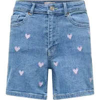 Kids Only Shorts - KOgJuicy - Light Medium+ Blue Denim/Rosa Hear - - 13 år (158) - Shorts