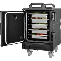 Vevor Isolert Matpannebærer, 81 Qt Varmeboks for Catering, Matboksbærer med Doble Spenner, Frontmatet Matvarmer med Håndtak, Stabelbar Endemater med Hjul for Restaurant, Kantine
