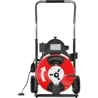 Vevor 75 fot x 3/8 tommers avløpsrensemaskin passer til 1-1/4 tommer (32 mm) til 4 tommer (100 mm) rør avløpsrensemaskin bærbar elektrisk avløpsskrue med 2 sett med kuttere elektrisk avløpsskrue