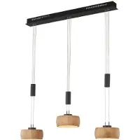FISCHER&HONSEL GMBH LED-hengelampe Shine-Wood, eik/svart Lengde 100 cm 3 lyskilder.